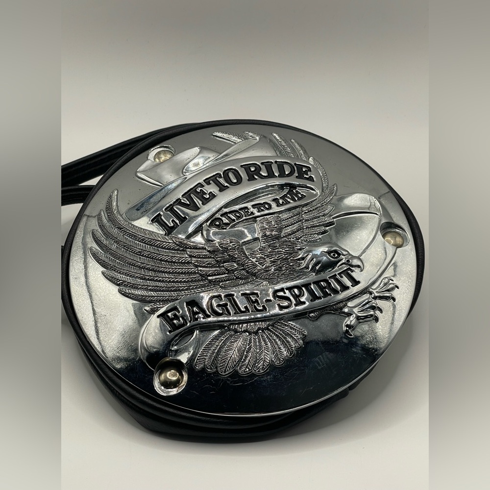 Harley Davidson Live to Ride Eagle Spirit Chrome Motorcycle Cover Leather Purse